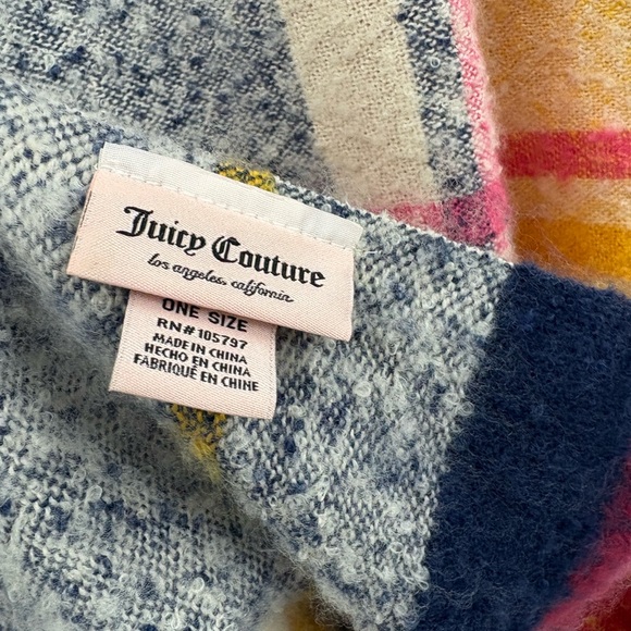 Juicy Couture Multicolor Plaid Scarf 68”x 20” - Picture 3 of 4